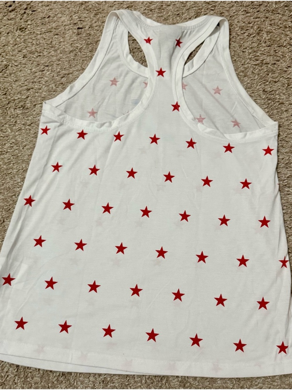 Nike White Tank with Blue Swoosh and Red Star Pattern - Picture 3 of 4